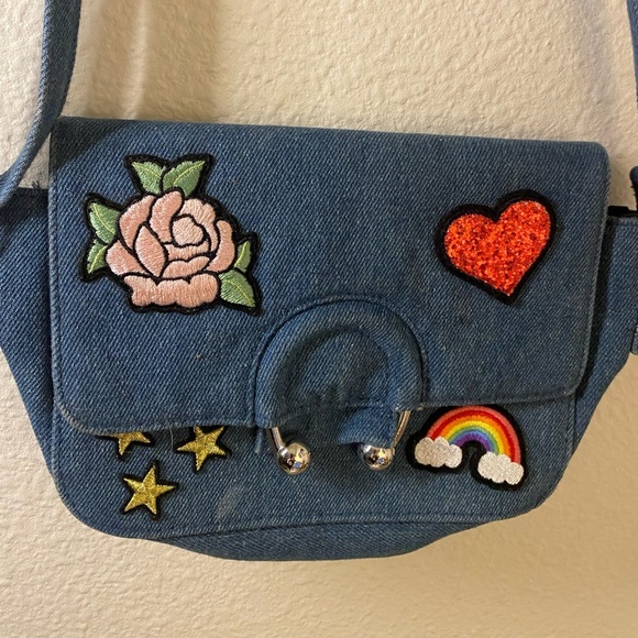 Y2K denim shoulder purse with embroidered whimsy! - Picture 1 of 5